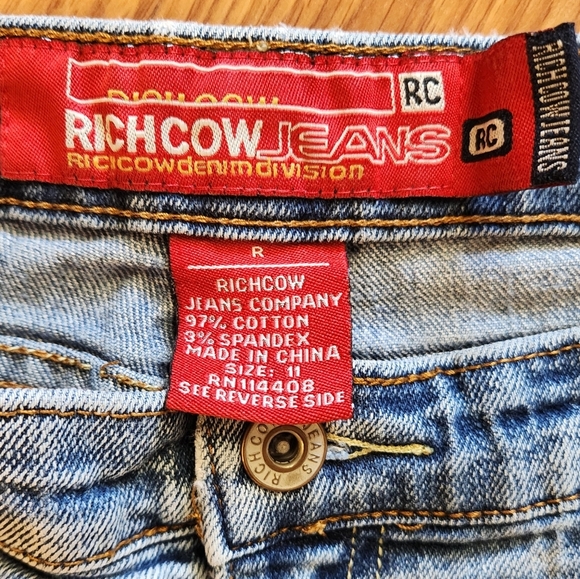 "RICH COW JEANS" Junior's Size 11 Faded Denim Boot Cut  Blue Jeans - Picture 5 of 13